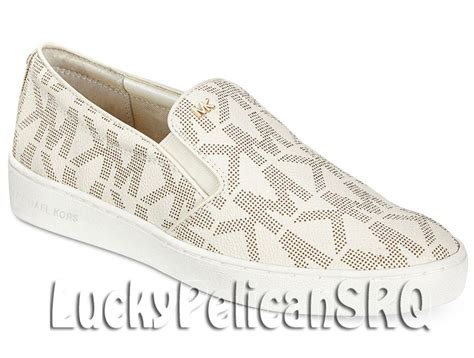 michael michael kors keaton slip on vanilla mk sig pvc 